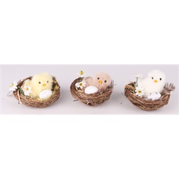 IRIS dekor csibe fészekben+virág 6 szín