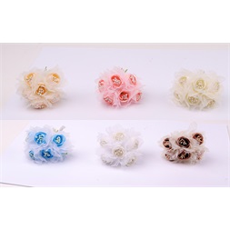 IRIS dekor csokor rózsa+tüll 6 féle szín 6cm
