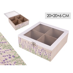 IRIS dekor fa doboz 4 részes levendulás 20x20x6cm