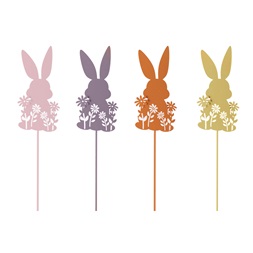 IRIS dekor fém beszúró nyuszi+virág 4 szortiment 9/35cm