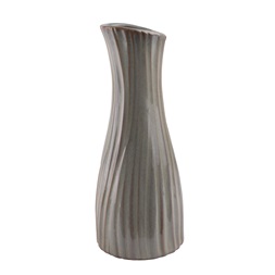 IRIS dekor kerámia váza bordás zöld 8x20cm