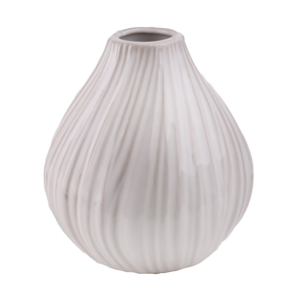 IRIS dekor kerámia váza gömb fehér 11,5x12,5cm