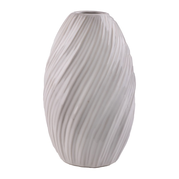 IRIS dekor kerámia váza mandula fehér 11x18,5cm