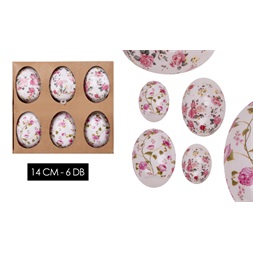 IRIS dekor műanyag tojás 6db virágos rózsaszín 14cm