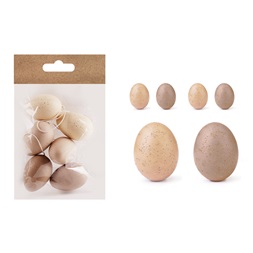 IRIS dekor műanyag tojás x6 natúr/krém/barna 4x6cm