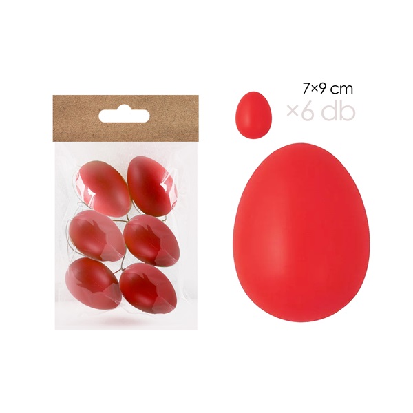 IRIS dekor műanyag tojás x6 piros 7x9cm