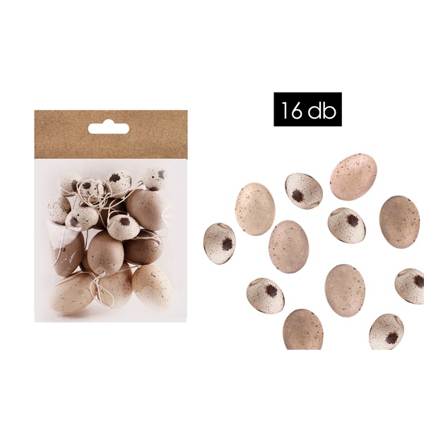IRIS dekor műanyagtojás x16 natúr 3x4/4x6cm