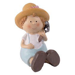 IRIS dekor műgyanta fiú ülő+ásó kék 5,5x8cm