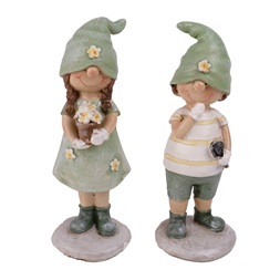 IRIS dekor műgyanta gyerek zöld ruha álló 2 féle 16cm