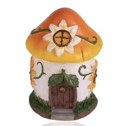 IRIS dekor műgyanta ház gomba inda fehér/sárga 12,4cm