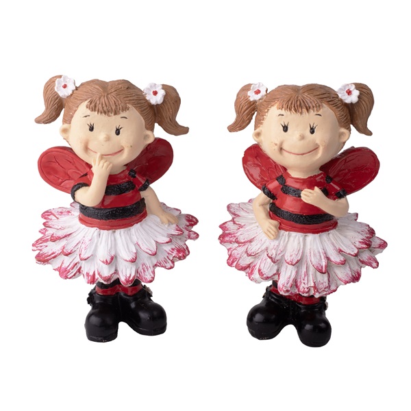 IRIS dekor műgyanta katica lány piros 2 szortiment 7x10,7cm