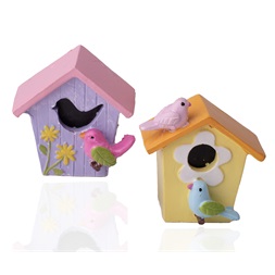 IRIS dekor műgyanta madárház színes 2 szín 5x5,5cm