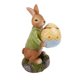 IRIS dekor műgyanta nyúl+hímestojás zöld/sárga 13,5cm