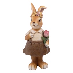 IRIS dekor műgyanta nyúllány+virág barna 6x4x15cm