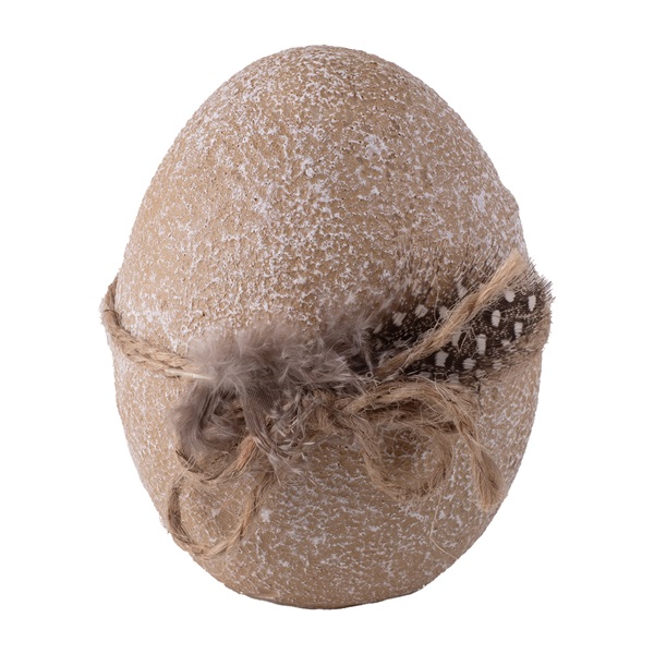 IRIS dekor műgyanta tojás+toll barna 8,4cm