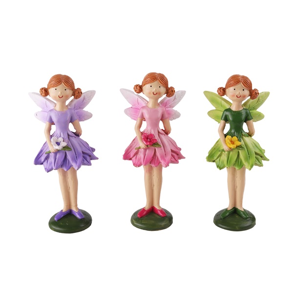 IRIS dekor műgyanta tündér virággal 3 szortiment 14,2cm