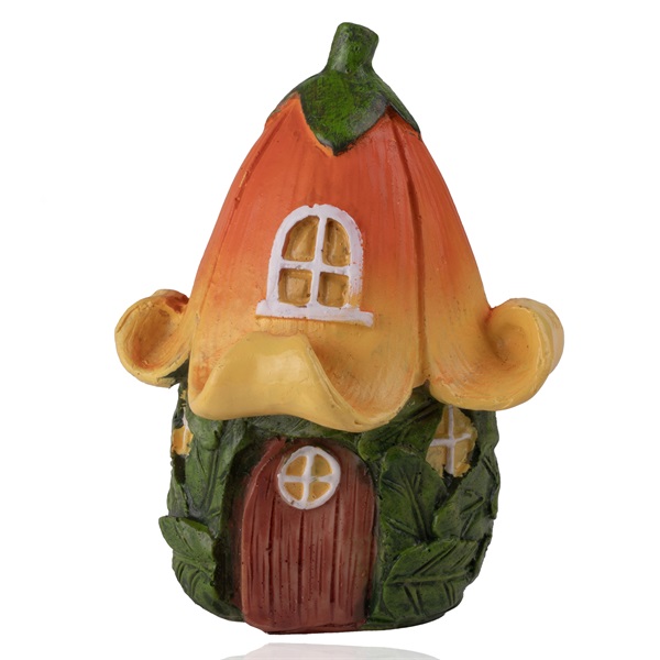 IRIS dekor műgyantaház virágos tető rózsaszín/sárga 10cm