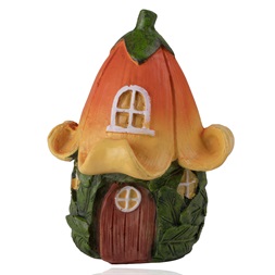 IRIS dekor műgyantaház virágos tető rózsaszín/sárga 10cm