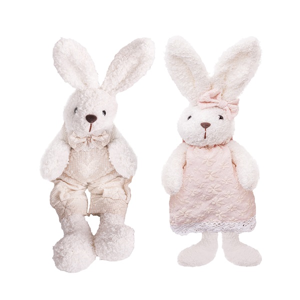 IRIS dekor textil nyuszi fehér/lila virágmintás 2 szortiment 16cm