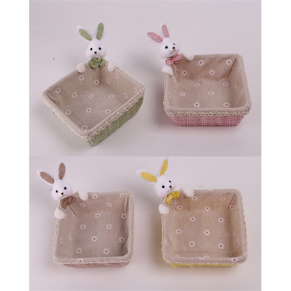 IRIS dekor textil tál+nyuszi 4 féle szín 12cm