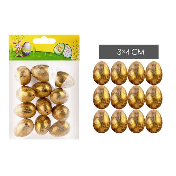 IRIS dekor tojás 12db arany színű 3x4cm