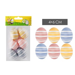 IRIS dekor tojás 6db pasztell csíkos 4x6cm