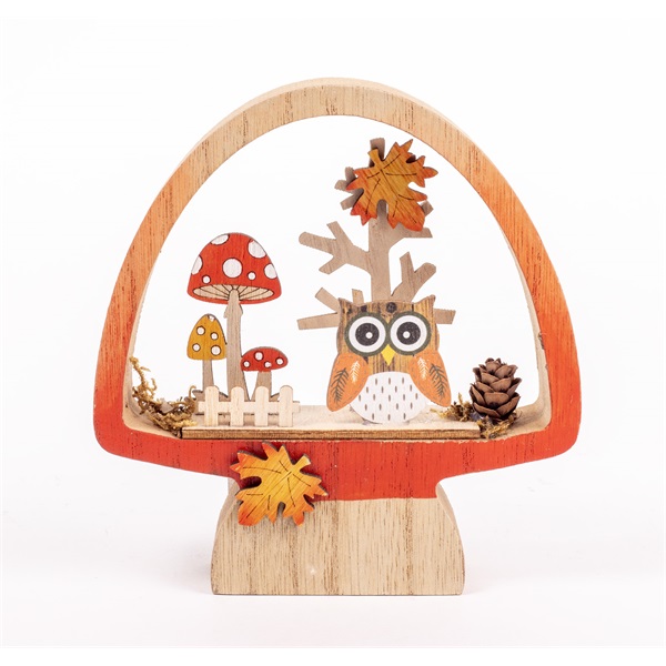 IRIS fa gombában bagoly, gombákkal 13 x 4 x 13cm