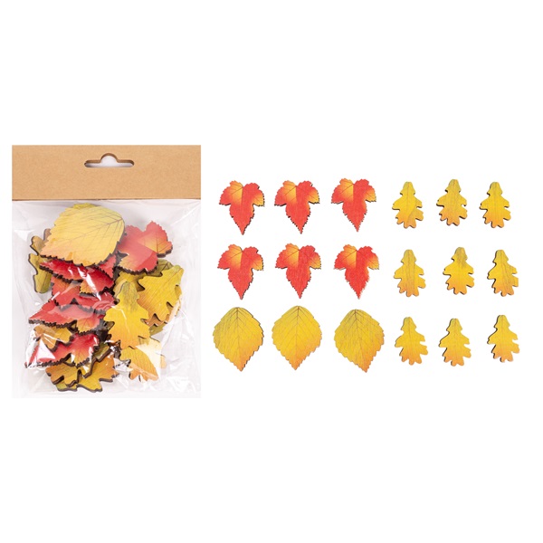 IRIS fa levél szettben, 18 darabos, őszi színek 4 x 5cm