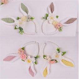 IRIS hajpánt nyuszifül+virág 4 féle szín 24cm