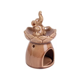 IRIS kerámia olajmécses, elefántos, világos barna 16 cm