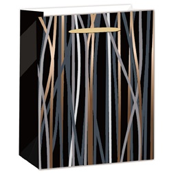 IRIS matt papírtasak boros fekete/bronz csíkos 12 x 36cm