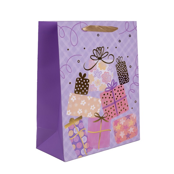 IRIS matt papírtasak hot stamp ajándékok lila 18 x 23cm