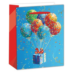 IRIS matt papírtasak hot stamp ajándékok+lufik kék 26 x 32cm
