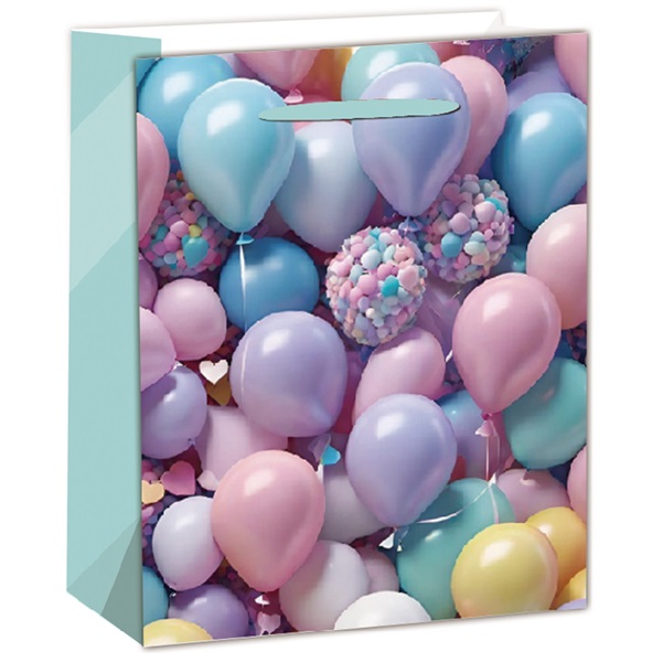 IRIS matt papírtasak lufik rózsaszín/kék 18 x 23cm