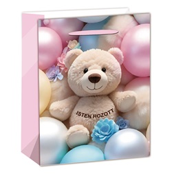 IRIS matt papírtasak maci lufikkal 26 x 32cm