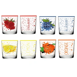 IRIS mintás üveg pohár 345ml, Blueberries, Lemon vagy Orange minta 131700-000