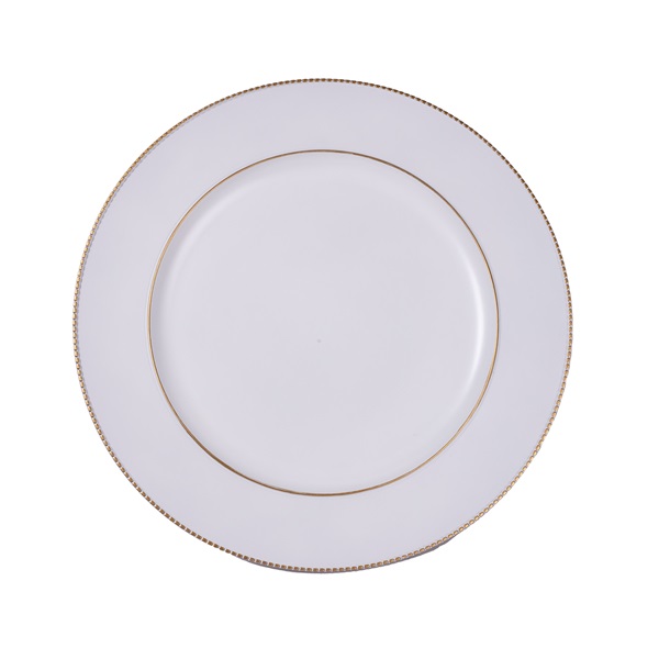 IRIS műanyag tálca, arany dísz széllel, fehér 33 cm