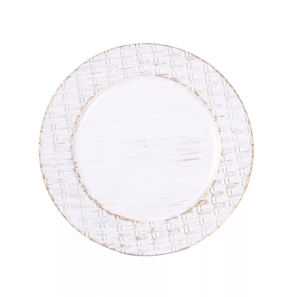 IRIS műanyag tálca, fonatos széllel, antik fehér 33 cm