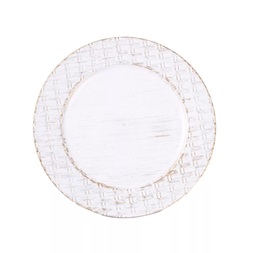 IRIS műanyag tálca, fonatos széllel, antik fehér 33 cm