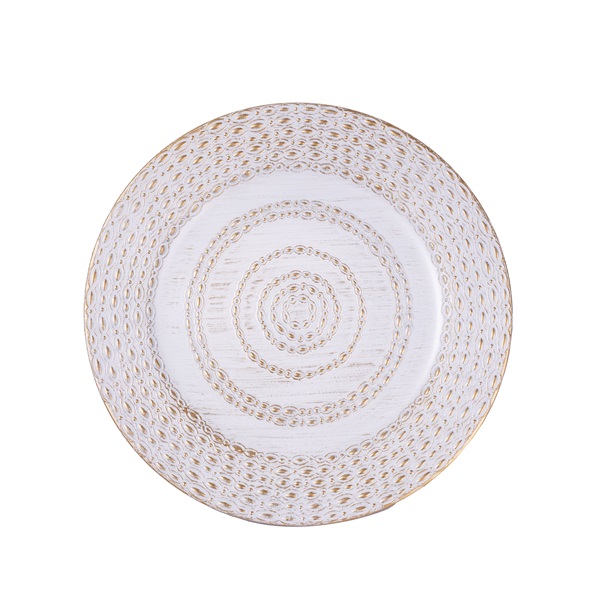 IRIS műanyag tálca, körös, antik fehér 33 cm