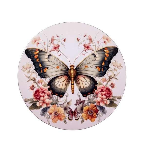 IRIS műanyag tálca, pillangó és virág mintás 33 cm