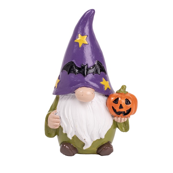 IRIS polirezin halloween manó, halloween tökkel, lila zöld 13,5cm