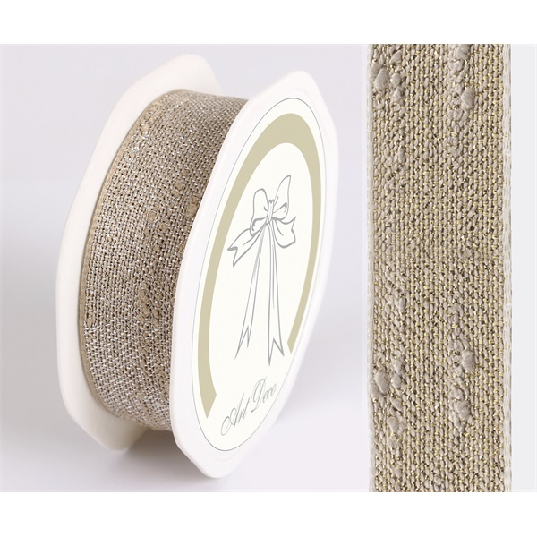 IRIS szalag juta fémszállal drapp 25mm/10méter