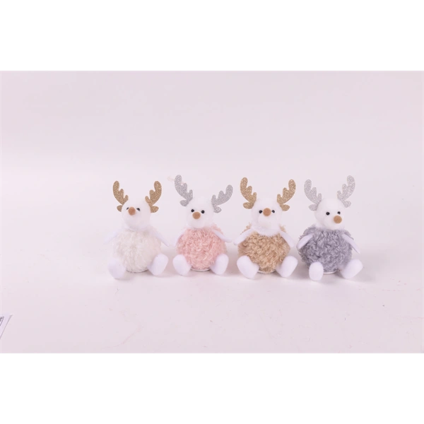 IRIS textil rénszarvas ülő, bolyhos, 11 cm