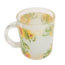 IRIS üveg bögre, napraforgó mintás 9,7cm