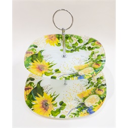 IRIS üveg sütikínáló, 2 részes, napraforgó mintás 20+25cm