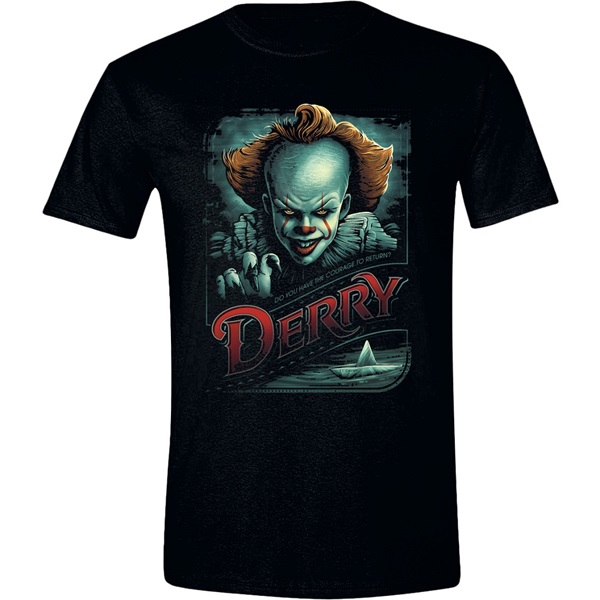 IT (Az) - Derry Propaganda Poster mintás fekete póló, S méret