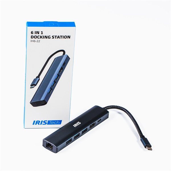 Iris IH6-22 6in1 (3xUSB/1xLAN/1xHDMI/1xDP-USB-C 100W) Dokkoló