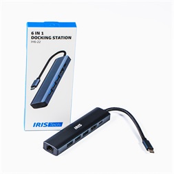 Iris IH6-22 6in1 (3xUSB/1xLAN/1xHDMI/1xDP-USB-C 100W) Dokkoló
