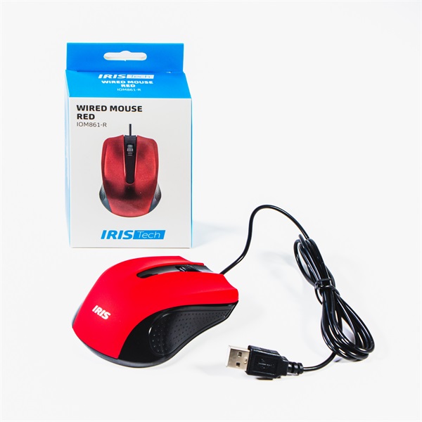 Iris IOM861-R Vezetékes Egér piros